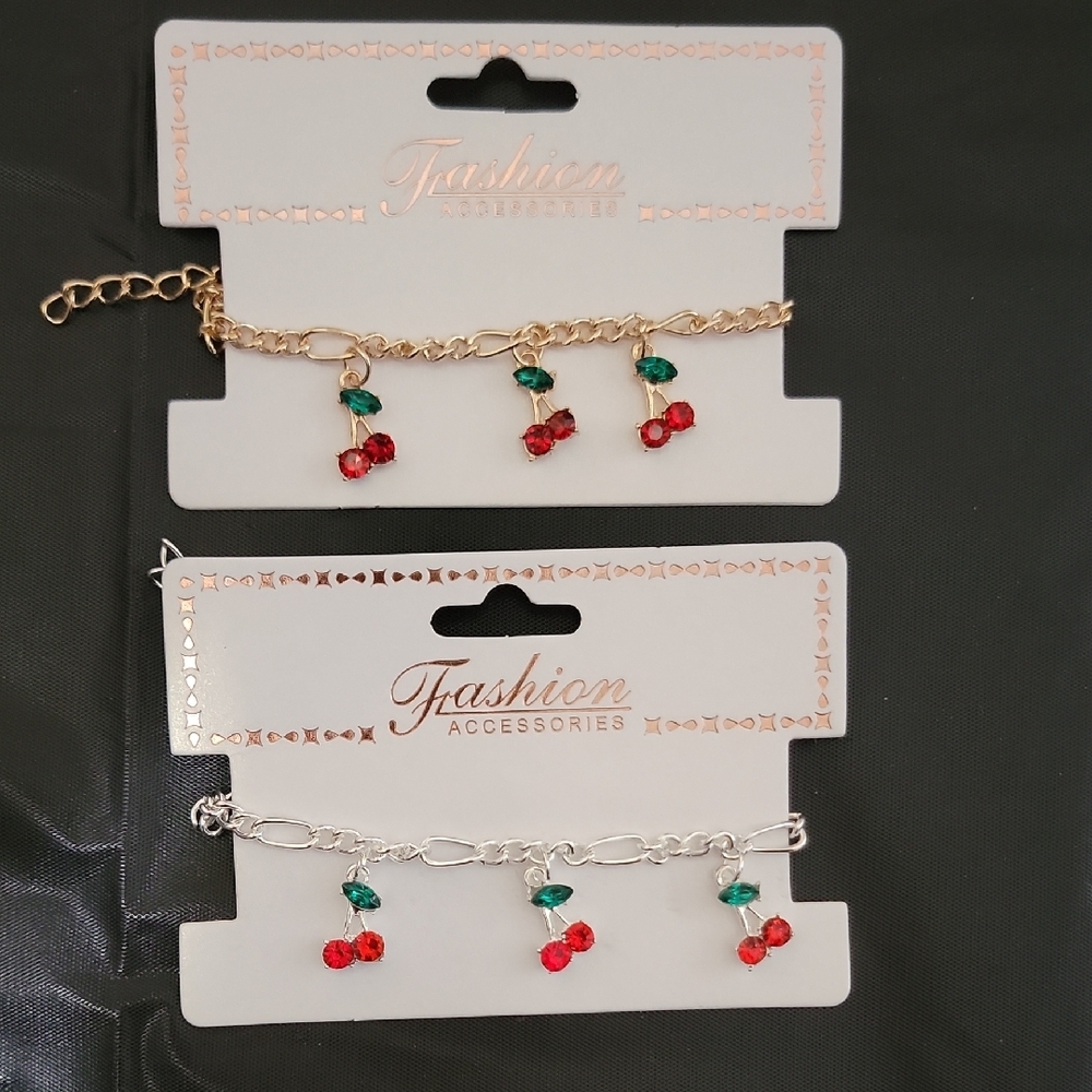 Cherry Charm Bracelets - Gold and Silver